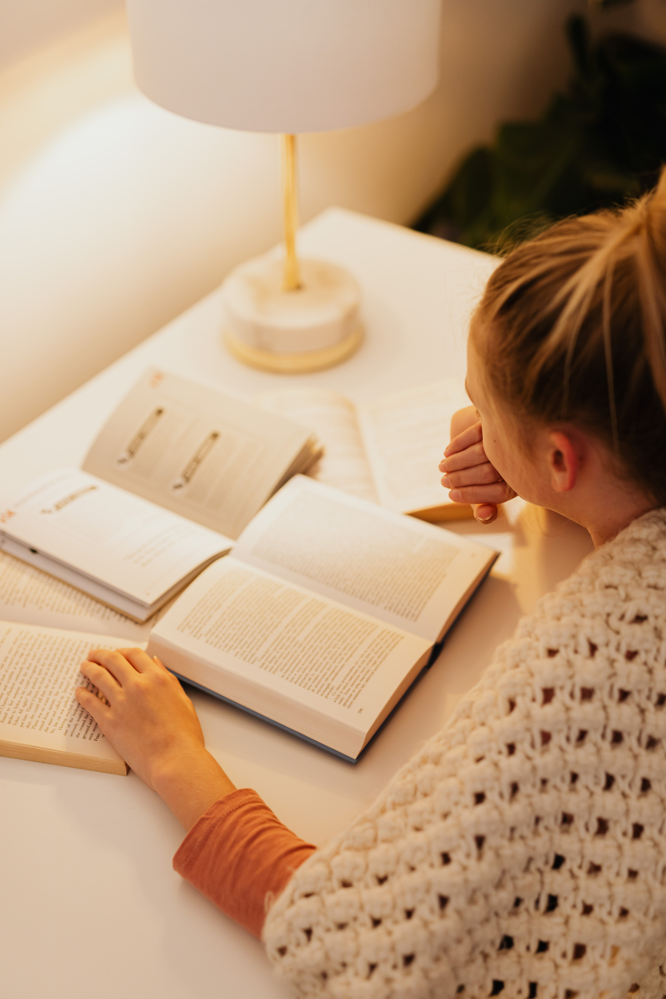 Woman Sitting and Studying